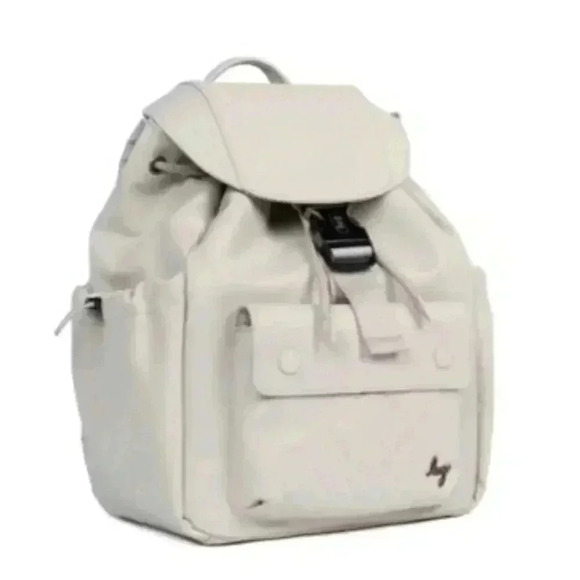 LUG 'Wiffle' Satin Luxe VL (Vegan Leather) Drawstring Backpack - Pebble (stone) - Picture 2 of 16